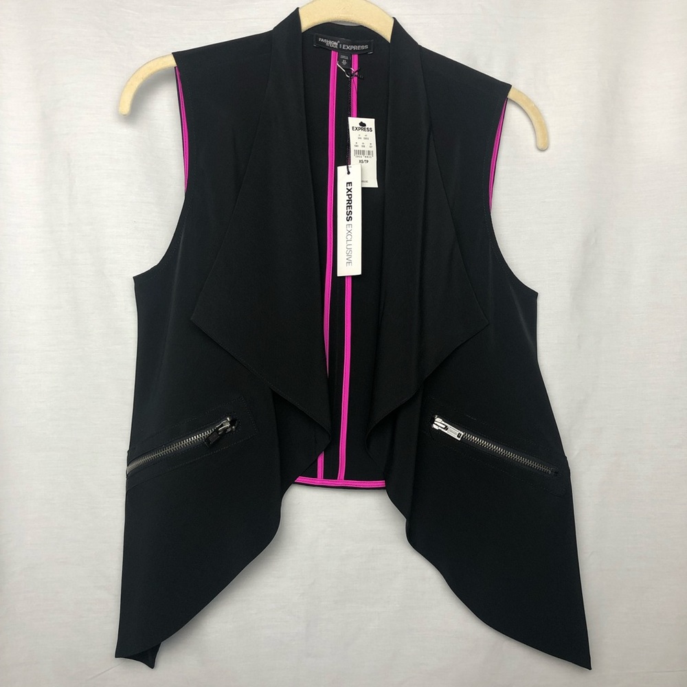 Express Fashion Star Soft Moto Vest - Black